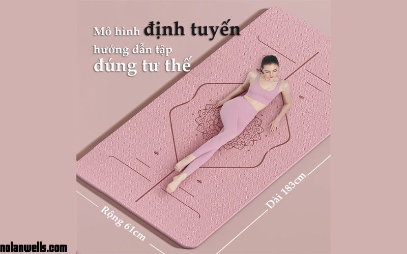 Thảm tập yoga định tuyến chống trơn trượt tốt, thấm hút mồ hôi, chất liệu TPE